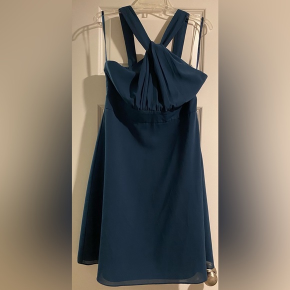 Limited cross cross front teal cocktail dress size 8 - Picture 2 of 5